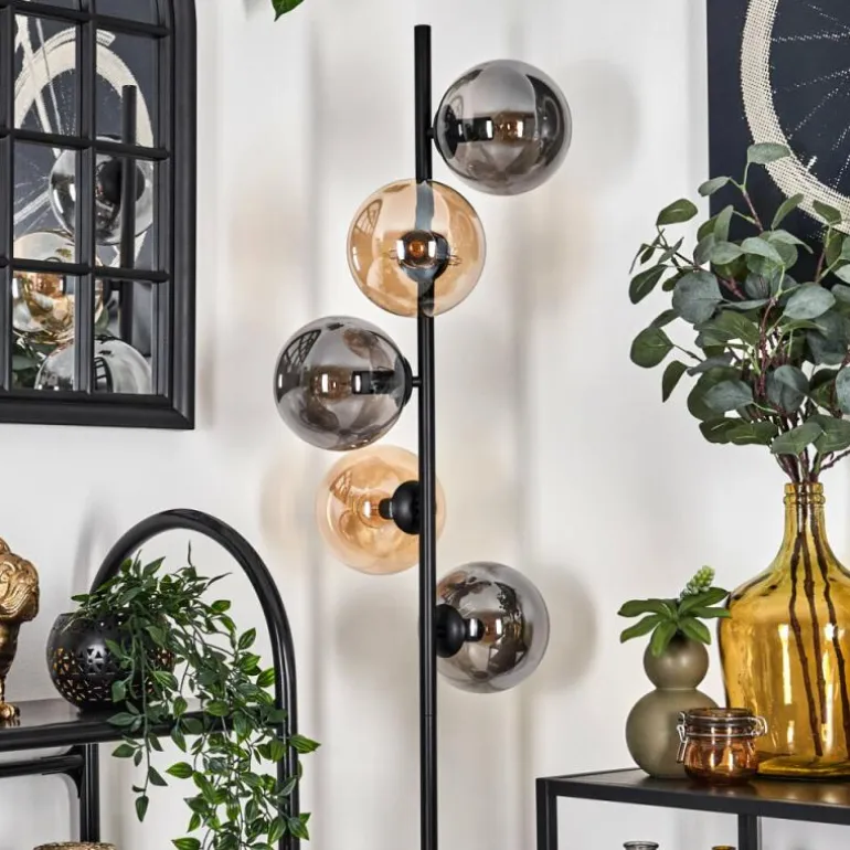 Lampadaire - Verre 15 cm Gastor Ambre, Fumé, 5 lumières