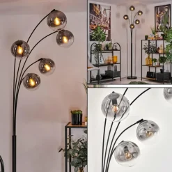 Lampadaire - Verre 15 cm Gastor Clair, Fumé, 5 lumières