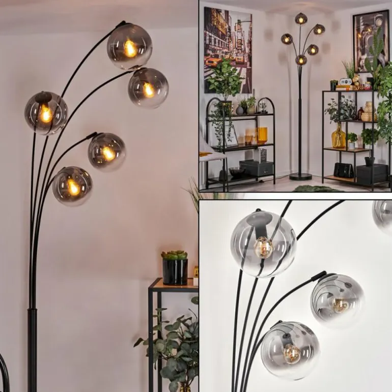 Lampadaire - Verre 15 cm Gastor Clair, Fumé, 5 lumières