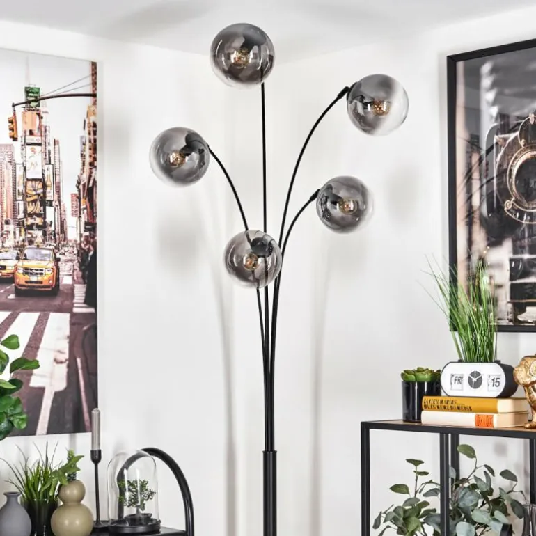 Lampadaire - Verre 15 cm Gastor Clair, Fumé, 5 lumières