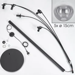 Lampadaire - Verre 15 cm Gastor Clair, Fumé, 5 lumières