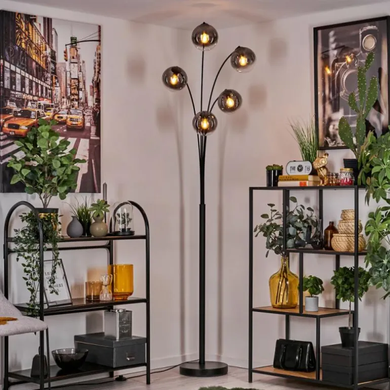 Lampadaire - Verre 15 cm Gastor Clair, Fumé, 5 lumières