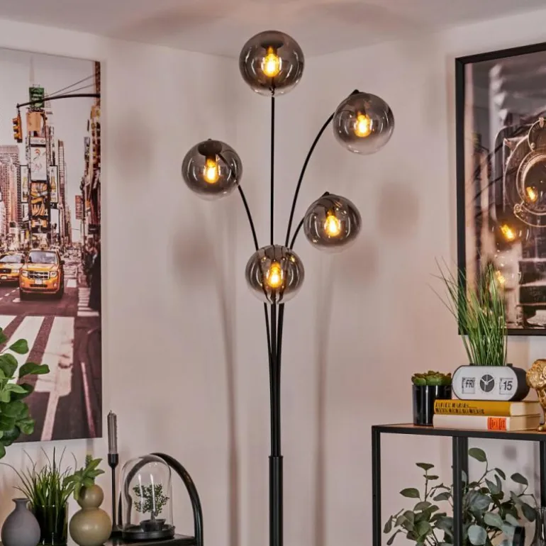 Lampadaire - Verre 15 cm Gastor Clair, Fumé, 5 lumières