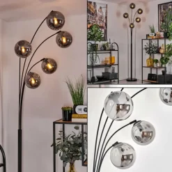 Lampadaire - Verre 15 cm Gastor Fumé, 5 lumières