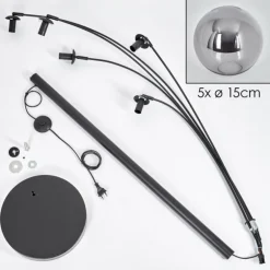 Lampadaire - Verre 15 cm Gastor Fumé, 5 lumières