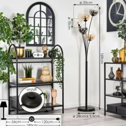 Lampadaire - Verre 15 cm Gastor Ambre, Clair, Fumé, 5 lumières
