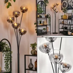 Lampadaire - Verre 15 cm Gastor Clair, Fumé, 5 lumières
