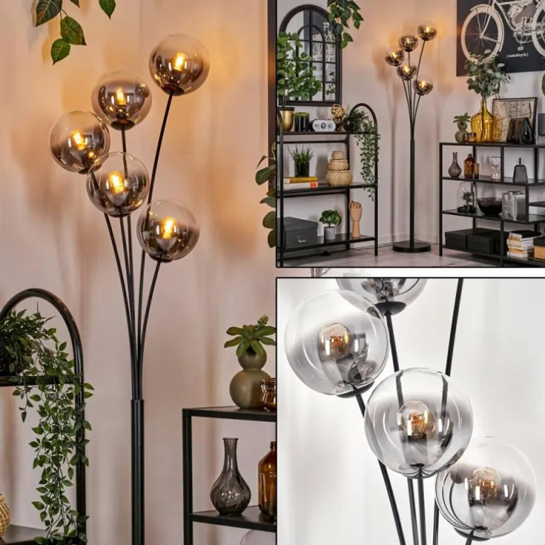 Lampadaire - Verre 15 cm Gastor Clair, Fumé, 5 lumières