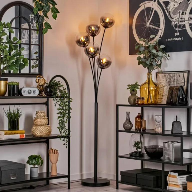 Lampadaire - Verre 15 cm Gastor Clair, Fumé, 5 lumières
