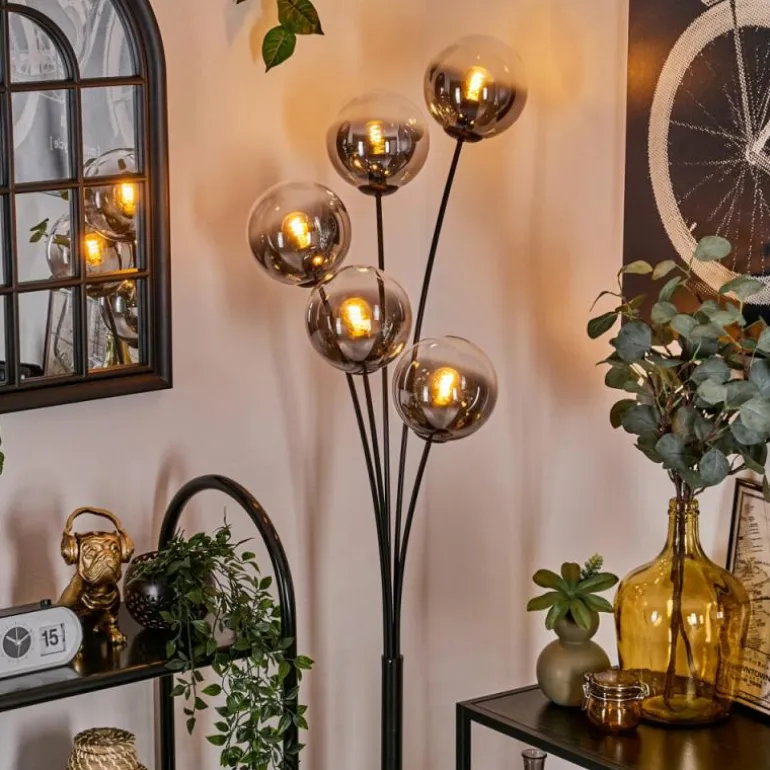 Lampadaire - Verre 15 cm Gastor Clair, Fumé, 5 lumières