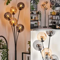 Lampadaire - Verre 15 cm Gastor Ambre, Fumé, 5 lumières