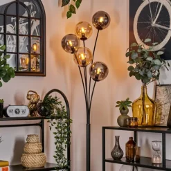 Lampadaire - Verre 15 cm Gastor Ambre, Fumé, 5 lumières