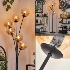 Lampadaire - Verre 15 cm Gastor Noir, 6 lumières