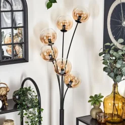 Lampadaire - Verre 15 cm Gastor Noir, 6 lumières