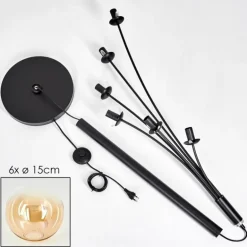 Lampadaire - Verre 15 cm Gastor Noir, 6 lumières