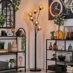 Lampadaire - Verre 15 cm Gastor Noir, 6 lumières