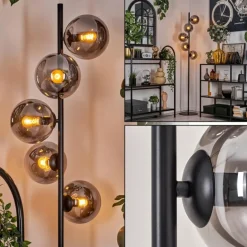 Lampadaire - Verre 15 cm Gastor Noir, 5 lumières