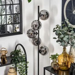 Lampadaire - Verre 15 cm Gastor Noir, 5 lumières