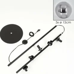 Lampadaire - Verre 15 cm Gastor Noir, 5 lumières