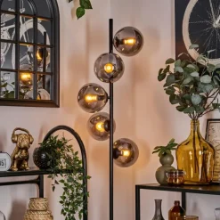 Lampadaire - Verre 15 cm Gastor Noir, 5 lumières