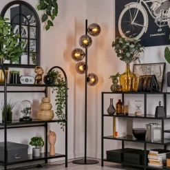 Lampadaire - Verre 15 cm Gastor Noir, 5 lumières