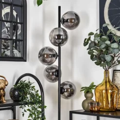 Lampadaire - Verre 15 cm Gastor Noir, 5 lumières