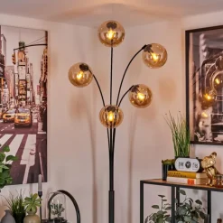 Lampadaire - Verre 15 cm Gastor Ambre, 5 lumières
