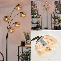 Lampadaire - Verre 15 cm Gastor Ambre, Clair, 5 lumières