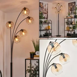 Lampadaire - Verre 15 cm Koyoto Ambre, Clair, 5 lumières