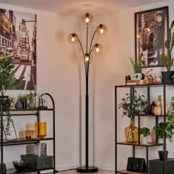 Lampadaire - Verre 15 cm Koyoto Ambre, Clair, 5 lumières