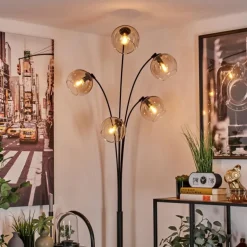 Lampadaire - Verre 15 cm Koyoto Ambre, Clair, 5 lumières