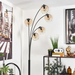 Lampadaire - Verre 15 cm Koyoto Ambre, Clair, 5 lumières