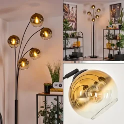 Lampadaire - Verre 15 cm Koyoto Or, Clair, 5 lumières