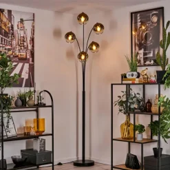Lampadaire - Verre 15 cm Koyoto Or, Clair, 5 lumières
