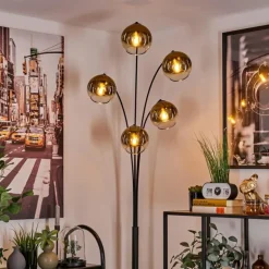 Lampadaire - Verre 15 cm Koyoto Or, Clair, 5 lumières