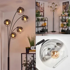 Lampadaire - Verre 15 cm Koyoto Clair, Fumé, 5 lumières