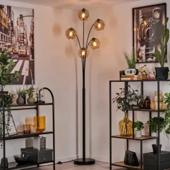 Lampadaire - Verre 15 cm Koyoto Ambre, 5 lumières