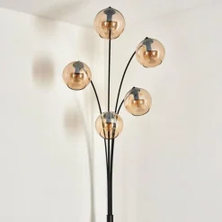 Lampadaire - Verre 15 cm Koyoto Ambre, 5 lumières
