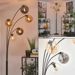 Lampadaire - Verre 15 cm Koyoto Ambre, Clair, Fumé, 5 lumières