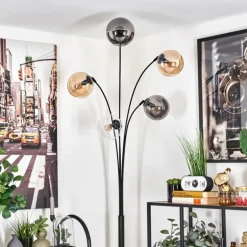 Lampadaire - Verre 15 cm Koyoto Ambre, Clair, Fumé, 5 lumières