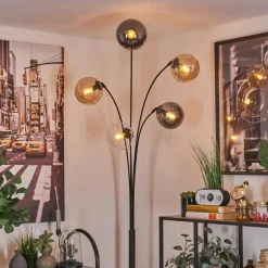 Lampadaire - Verre 15 cm Koyoto Ambre, Clair, Fumé, 5 lumières