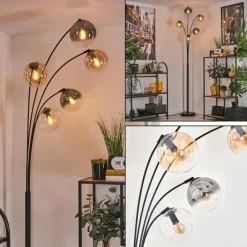 Lampadaire - Verre 15 cm Koyoto Ambre, Clair, Fumé, 5 lumières