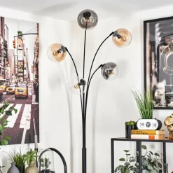 Lampadaire - Verre 15 cm Koyoto Ambre, Clair, Fumé, 5 lumières