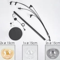 Lampadaire - Verre 15 cm Koyoto Ambre, Clair, Fumé, 5 lumières