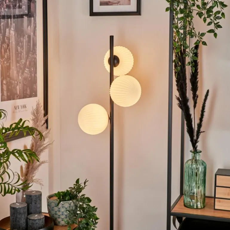 Lampadaire - Verre 15 cm Remaisnil Blanc, 3 lumières