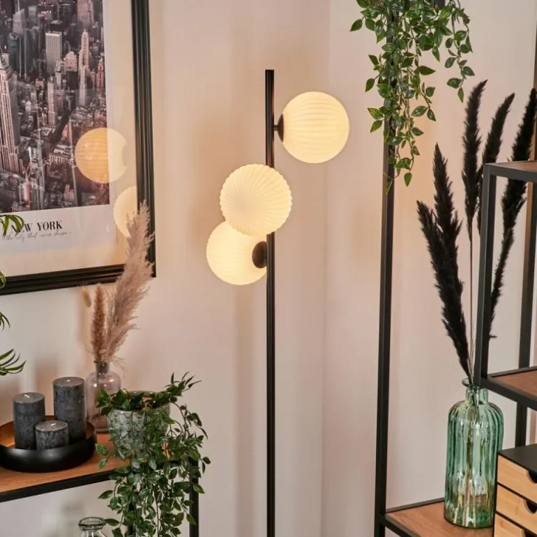 Lampadaire - Verre 15 cm Remaisnil Blanc, 3 lumières