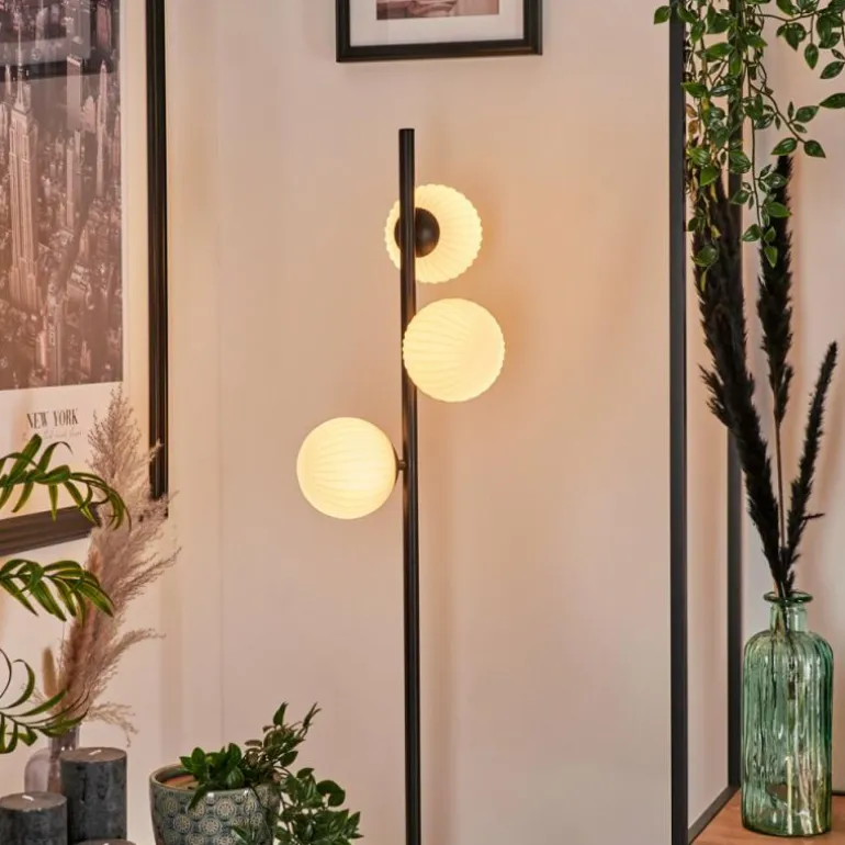 Lampadaire - Verre 12 cm Remaisnil Blanc, 3 lumières
