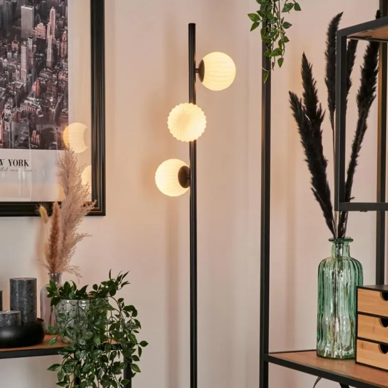 Lampadaire - Verre 15 cm Remaisnil Blanc, 3 lumières