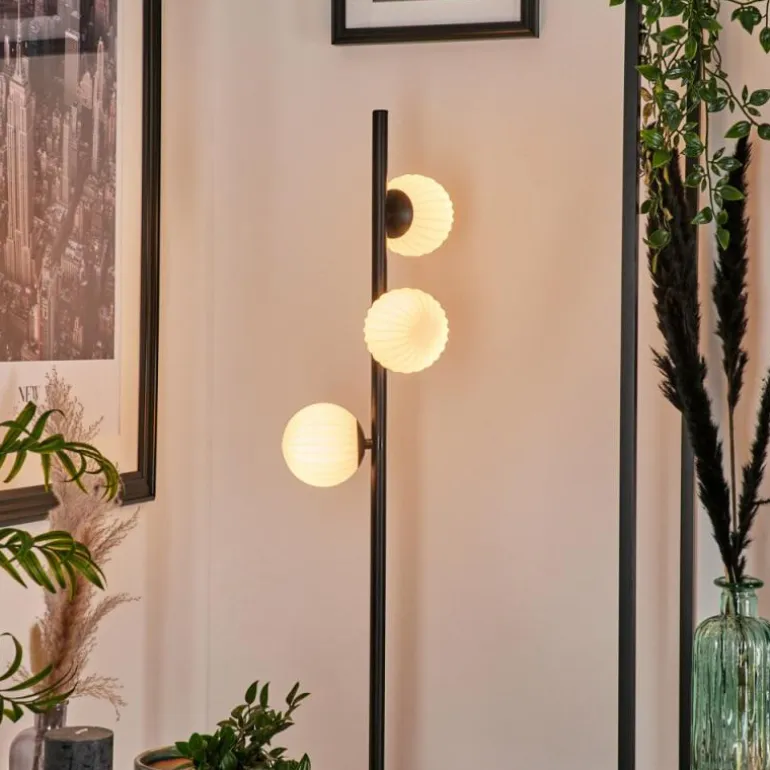 Lampadaire - Verre 15 cm Remaisnil Blanc, 3 lumières