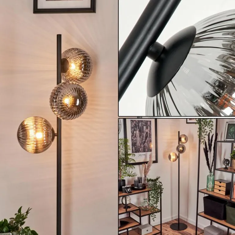 Lampadaire - Verre 15 cm Remaisnil Fumé, 3 lumières
